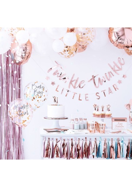 Ginger Ray - Altın Püsküllü Asılan Süs - Mat Mavi & Pembe fırsatları