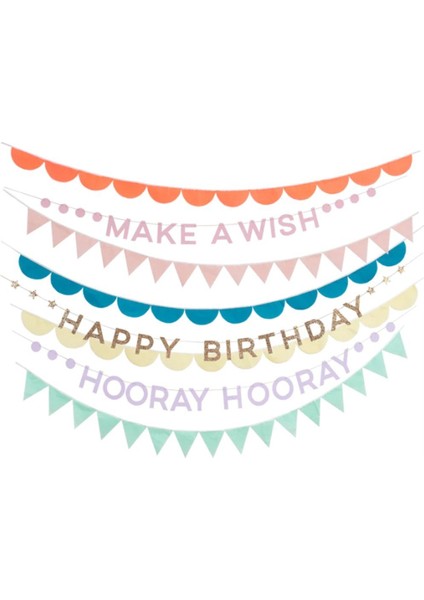 - Rainbow Birthday Garland - Gökkuşağı Doğum Günü Asılan Süsler - 8 Parça
