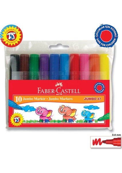Faber Castell Jumbo 47 Markör 10 Renk