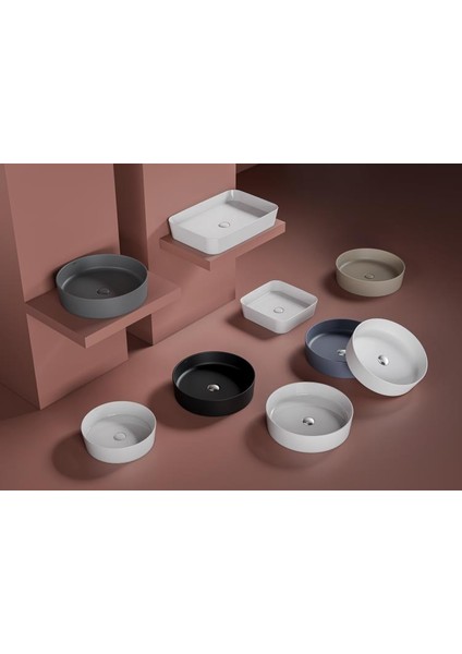 Loop Masa Üstü Çanak Lavabo Antrasit Mat 45CM modelleri