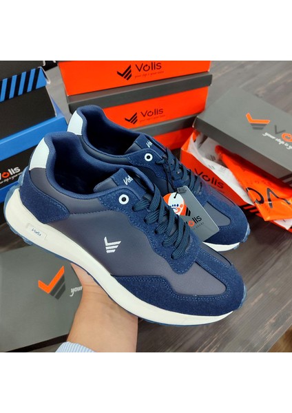 Erkek Lacivert Bağcıklı Memory Foam Hafızalı Taban Sneaker Spor Ayakkabı 23528 indirimleri