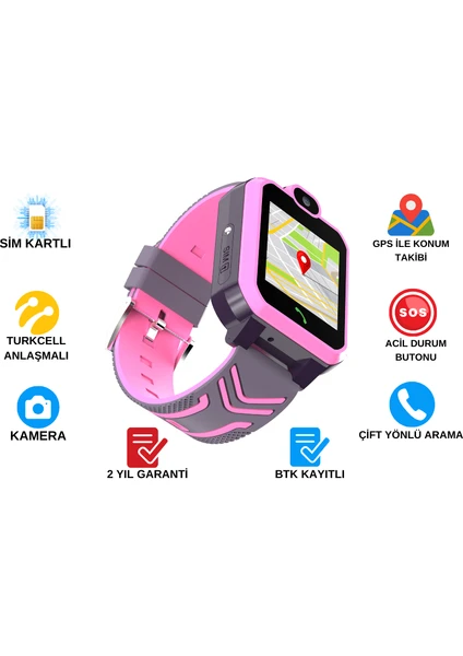 V20 Sesli Görüşme ve Gps Konum Takipli Sim Kartlı Akıllı Çocuk Saati