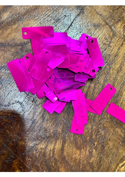 50 Adet 4 x 2 cm Fuşya Pembe Delikli Pul Payet Çanta Pulu