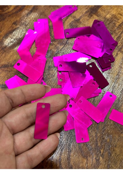 50 Adet 4 x 2 cm Fuşya Pembe Delikli Pul Payet Çanta Pulu