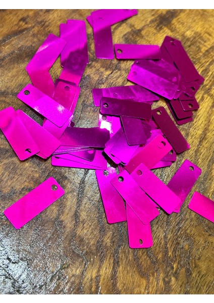 50 Adet 4 x 2 cm Fuşya Pembe Delikli Pul Payet Çanta Pulu