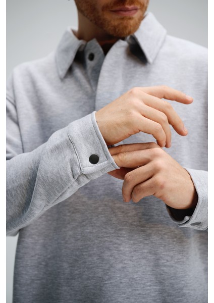 Erkek Timeless Polo Yaka Gri Sweatshirt indirimleri