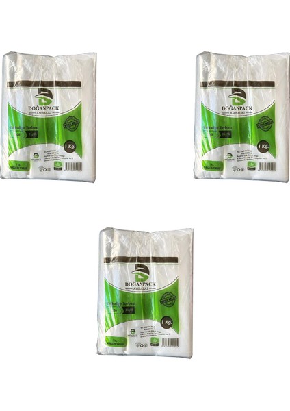 Şeffaf Naylon 2'lik 23 x 36 cm Bakkaliye Poşeti Torbası - 1 Kg. - Ort. 190 Adet - 3 Paket