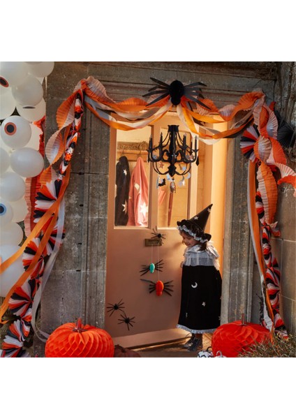 - Black & Orange Stripe Honeycomb Garland - Siyah & Turuncu Petekli Asılan Süs