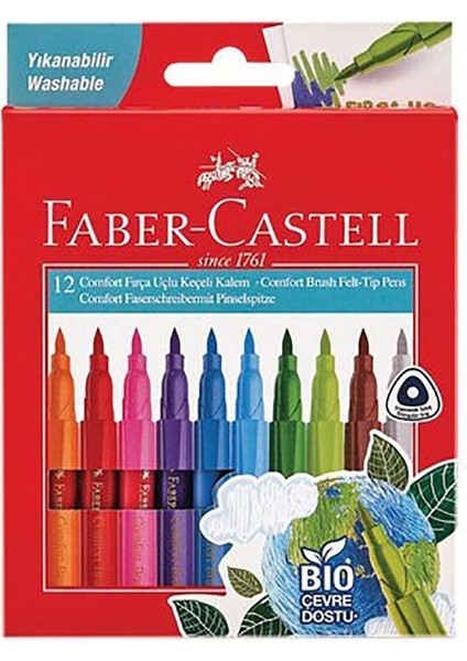 Faber Comfort Serisi Keçeli Kalem Fırça Uç 12’li Bio 5062000010000