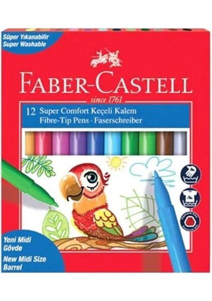 Faber Comfort Keçeli Kalem Klasik Renk 12’li Bio 5062000009000
