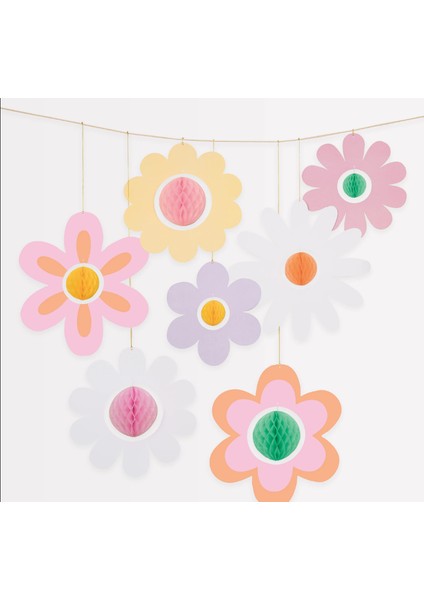 - Groovy Flower Hanging Decorations - Çiçekler Asılan Dekorlar (7'Li)