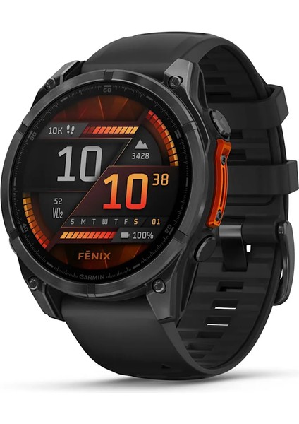 Fenix 8 - 47 mm Amoled - Slate Gri Siyah Silikon Kayışlı