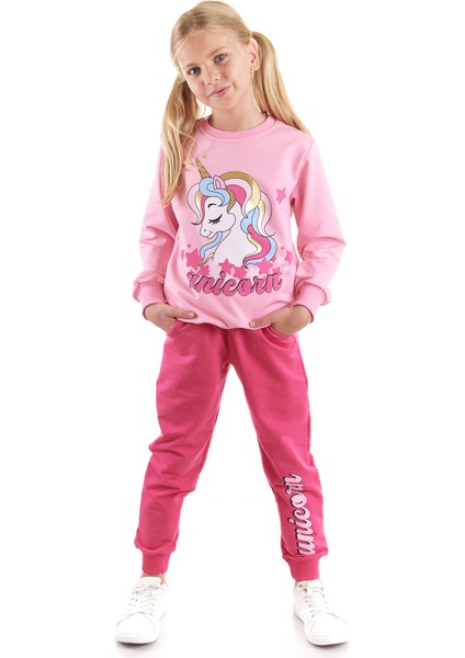 Kız Çocuk Unicorn Baskılı Trend Eşofman Takımı AK2541