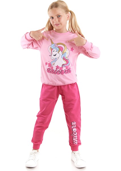 Kız Çocuk Unicorn Baskılı Trend Eşofman Takımı AK2541 indirimleri