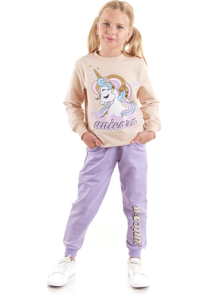 Kız Çocuk Unicorn Baskılı Trend Eşofman Takımı AK2541