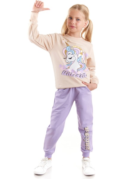 Kız Çocuk Unicorn Baskılı Trend Eşofman Takımı AK2541 fiyatları