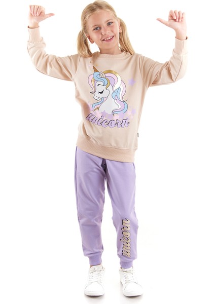 Kız Çocuk Unicorn Baskılı Trend Eşofman Takımı AK2541 fırsatları