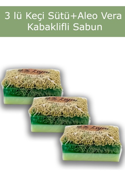 3 Lü Doğal Kabak Lifli Aloe Vera Ve Keçi Sütlü Sabun