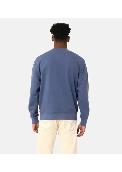 Erkek Bisiklet Yaka Mavi Sweatshirt - 38712-0287