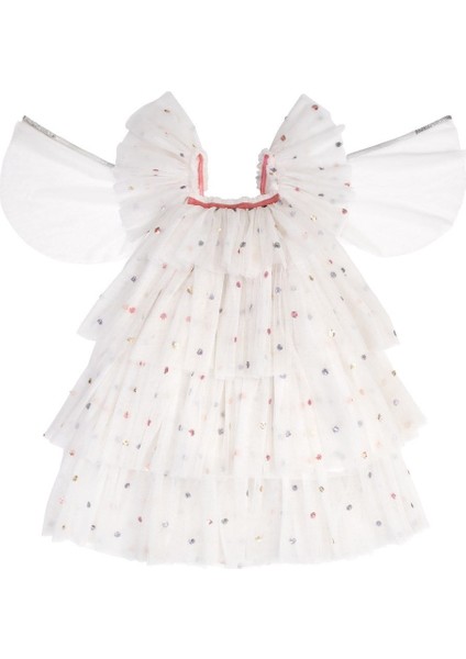 - Sequin Tulle Angel Costume - 3 - 4 Years - Payetli Beyaz Elbise - 3-4 Yaş fiyatları