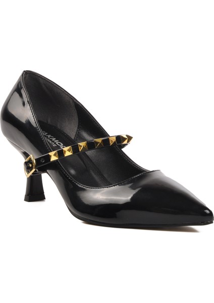 458297 Siyah Rugan Ince Topuklu Kadın Abiye Ayakkabı modelleri