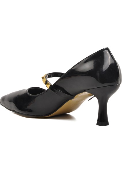 458297 Siyah Rugan Ince Topuklu Kadın Abiye Ayakkabı fırsatları