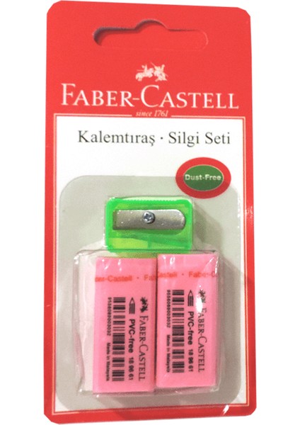 Faber Castell Renkli Silgi 2 Adet + Plastik Kalemtraş