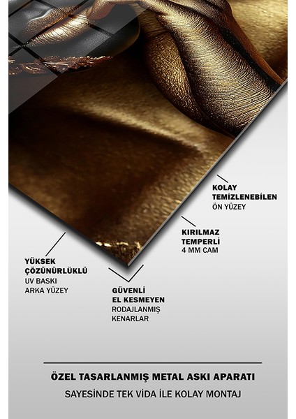 Gold Lotus Dekoratif Dikey Cam Tablo modelleri