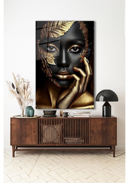 Gold Lotus Dekoratif Dikey Cam Tablo indirimleri