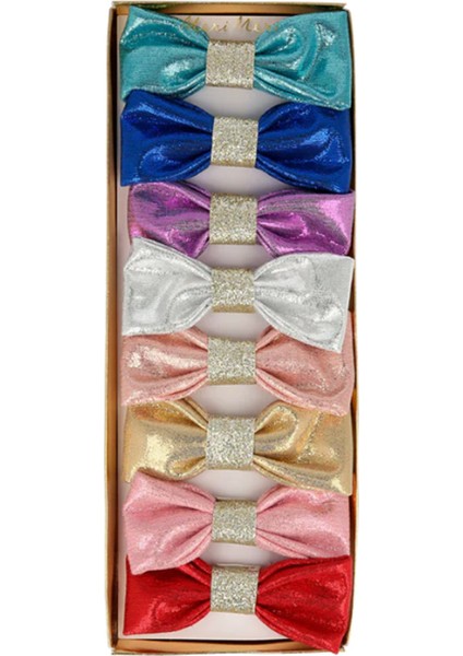 - Lurex Hair Bows - Parıltılı Kurdele Tokalar (8'li)