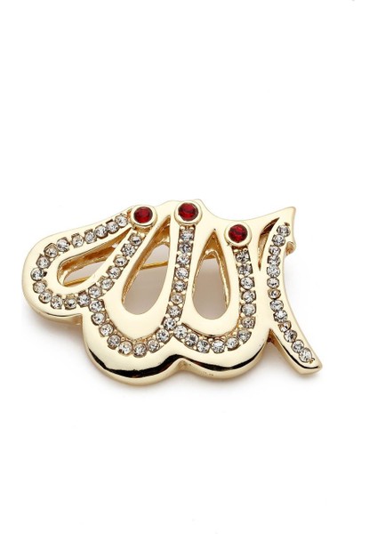 Allah Yazılı Taşlı Broş