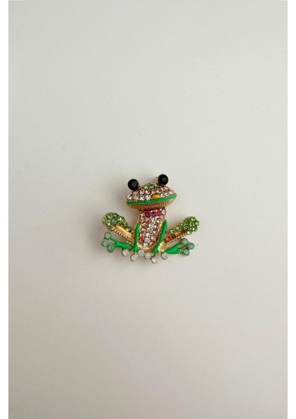 Altın Rengi Taşlı Kurbağa Broş (En:4 cm Boy:3,5 cm) modelleri