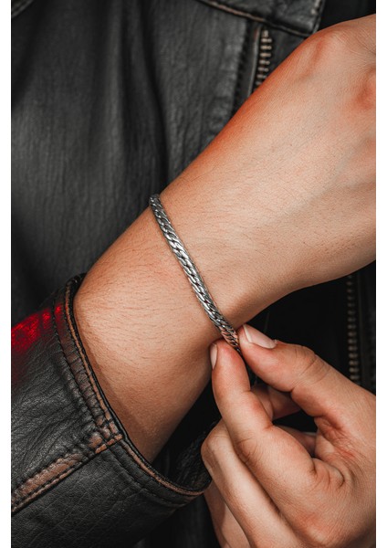 Erkek Gümüş Bileklik - İtalyan Bombeli Zincir Gümüş Bileklik fiyatları