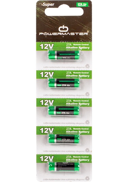 Powercell 27A 12 Volt Ince Alarm Pili (5li Paket)