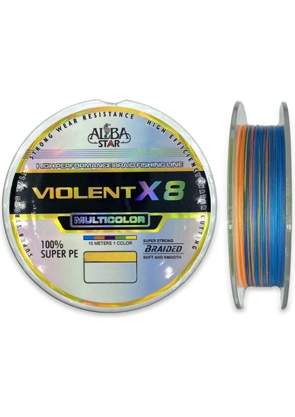 Violent 8x 0.16 mm 150M 8 Örgü Ip Misina Multicolor 17.5 kg Çeker