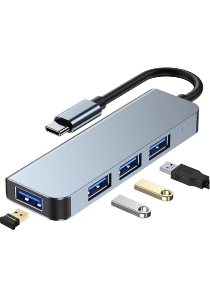 BYL-2013T Type-C 4 Port USB Hub 3.0 - 2.0 Yeni Nesil Çoğaltıcı Çevirici Çoklu Switch