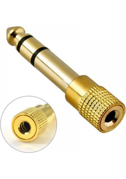 Starkpro ST-33568 6.3mm-3.5mm Erkek Dişi Metal Altın Kulaklık Stereo Jack Ses Çevirici Adaptör