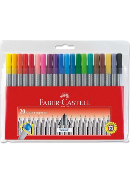 Faber Castell Grip Finepen Keçeli Kalem 0.4 mm 20'li