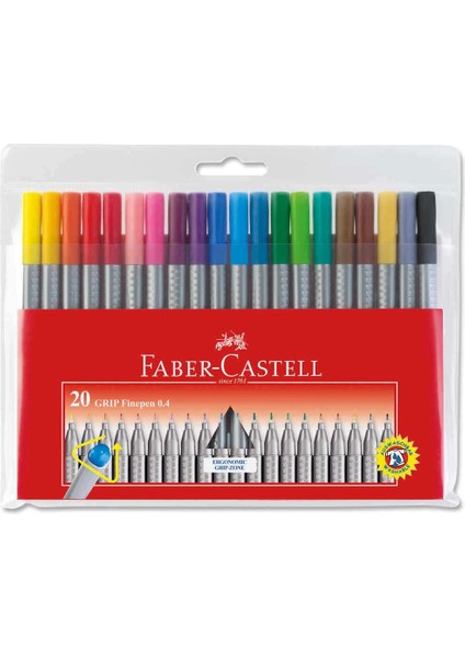 Faber Castell Grip Finepen Keçeli Kalem 0.4 mm 20'li fiyatları