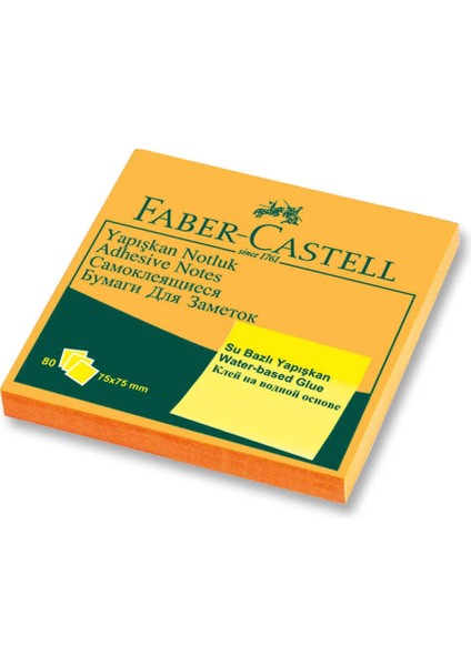 Faber Castell Yapışkan Notluk 75X75MM Fosforlu Turuncu