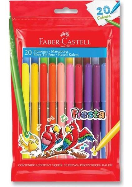 Faber Castell Fiesta Keçeli Boya Kalemi 20'li Poşet