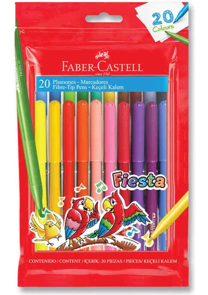 Faber Castell Fiesta Keçeli Boya Kalemi 20'li Poşet fiyatları