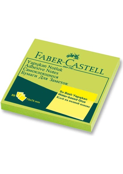 Faber Castell Yapışkan Notluk 75X75MM Fosforlu Yeşil