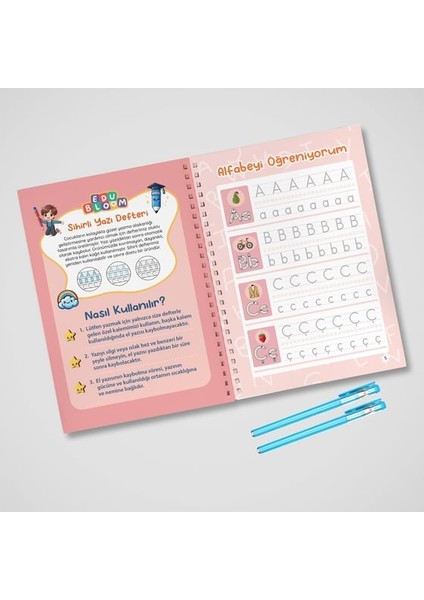 Türkçe Sihirli Yazı Defter Seti - 5 Defter 2 Kalem 20 Kartuş Taşıma Çantası modelleri