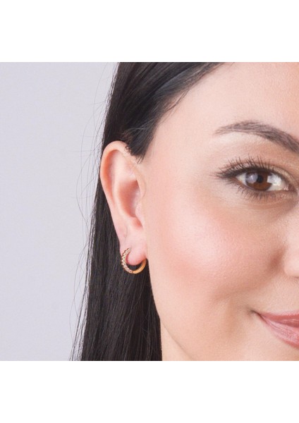 14 Ayar Halka Yanı Taşlı Altın Küpe 1,64 gr indirimleri