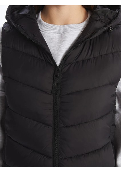Vision yeni Siyah Kadın Kapüşonlu Düz Şişme Yelek fiyatları