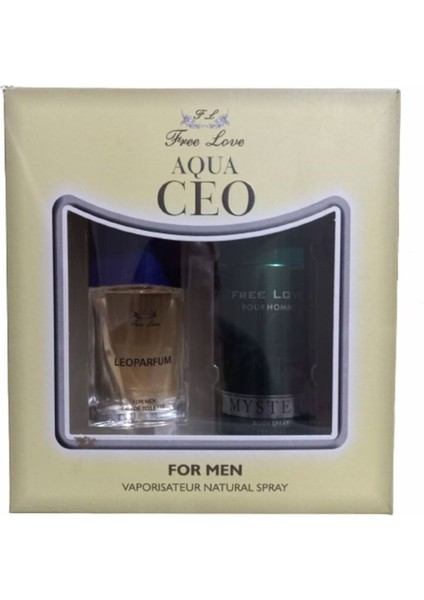 Aqua Ceo For Men Leoparfum Eau De 60 ml & Natural Deodorant 150 ml Set