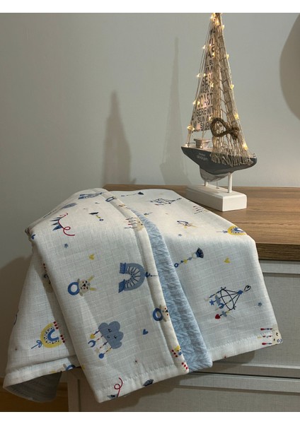 %100 Pamuklu Müslin & Örgü Pike Bebek Battaniyesi Çift Taraflı Kullanım