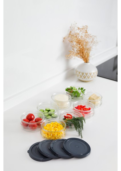 Premium Cam Saklama Kabı Seti 410 cc | Gri Plastik Kapaklı Kahvaltılık, Hava Geçirmez fiyatları