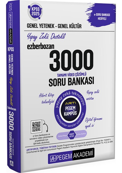 2025 KPSS Genel Yetenek Genel Kültür Ezberbozan 3000 Tamamı Çözümlü Soru Bankası